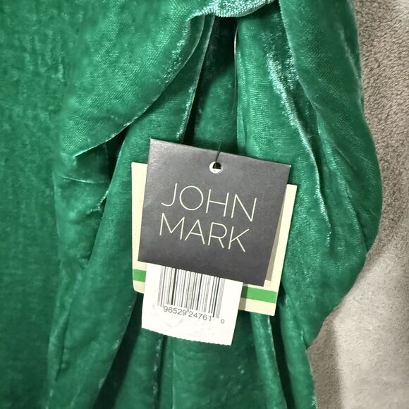 NWT John Mark Top L Green Jewel Collared Button Up Long Sleeve Boho Velvet $109 - Picture 2 of 9